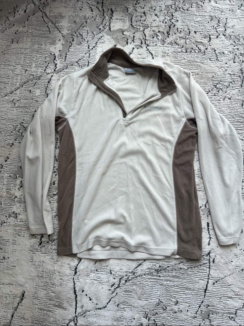 Columbia Men’s Light Gray and Brown Quarter-Zip Fleece Pullover